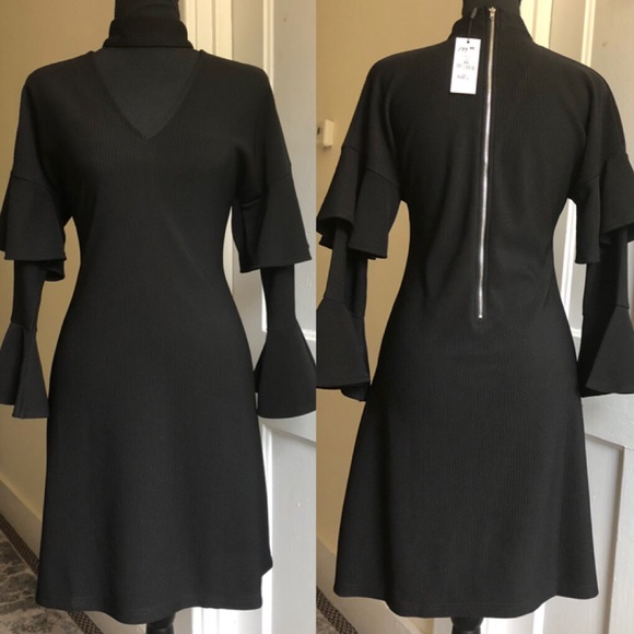 {Why Dress} Midi Bell Sleeve Dress with Choker - Picture 2 of 6